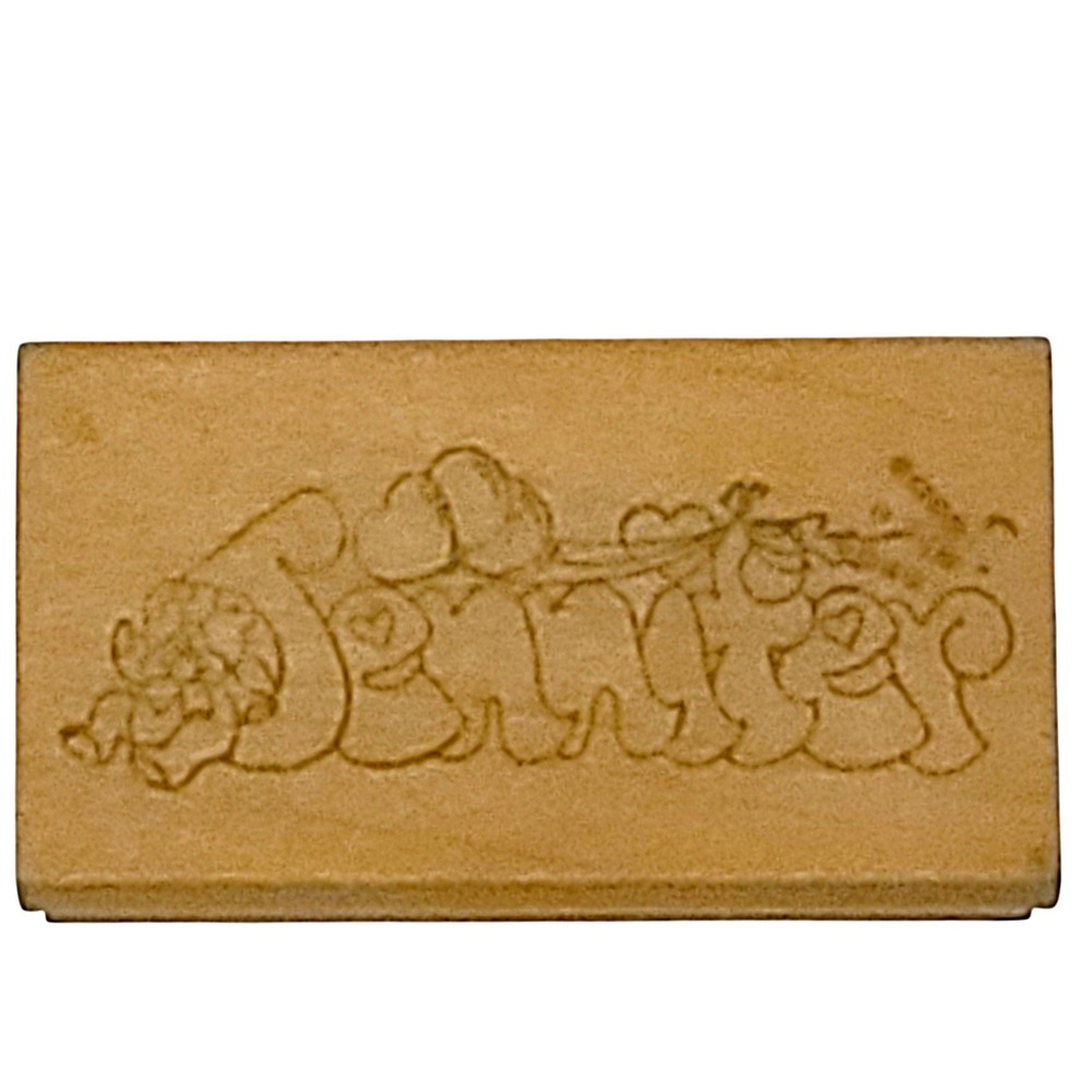 VTG Art Impressions‎ Jennifer Rubber Stamp 1"x1.75" Bubble Letters Name Wood